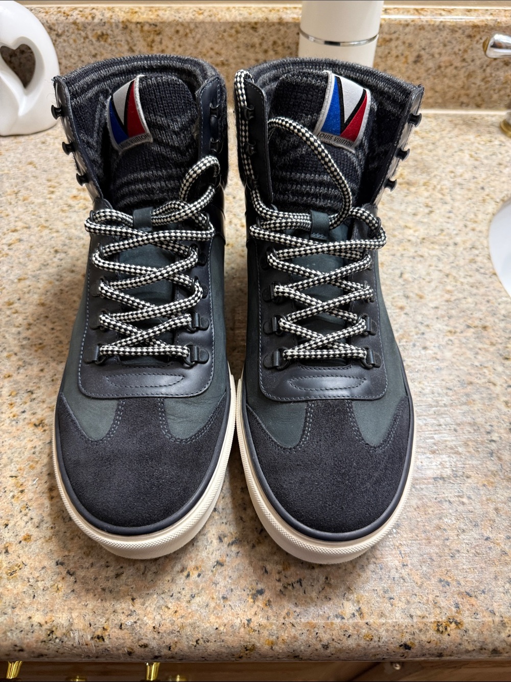 Louis Vuitton Navy Blue American Cup High-Top Men's Boots Size US 9.5